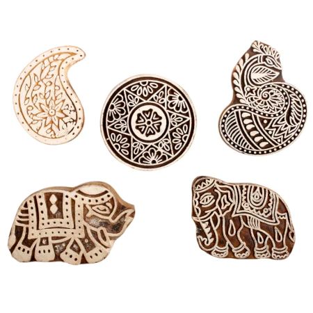 Set of 5 Piece New Mix Wooden Printing Block